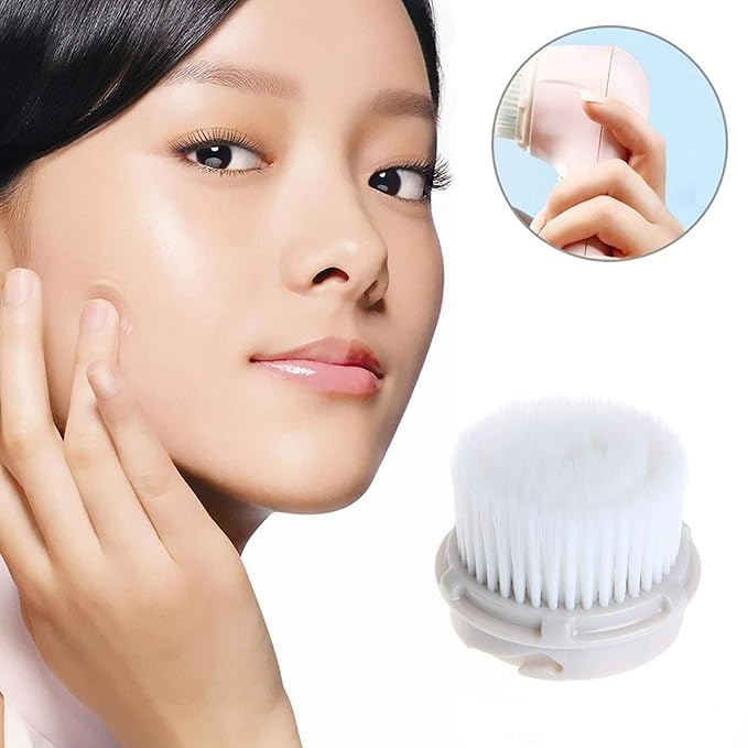 Facial Cleansing Brush Head Replacement, Facial Cleansing Brush Head, Exfoliator Facial Brush Heads, for Acne Prone, Clogged and Enlarged Pores Sensitive Skins (Luxe Cashmere4Pack)