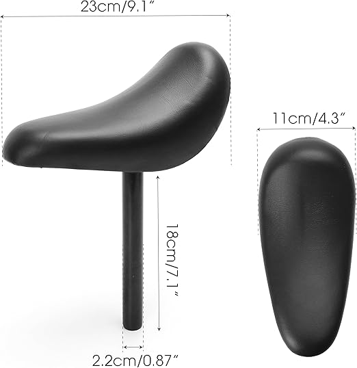 Bike Seat Replacement, Bike Saddle for Kids, Comfortable Bicycle Replacement Parts, Seat Cushion for Balance Bikes and Cycling with 22mm Diameter 180mm Length Seatpost (1PC, Black)