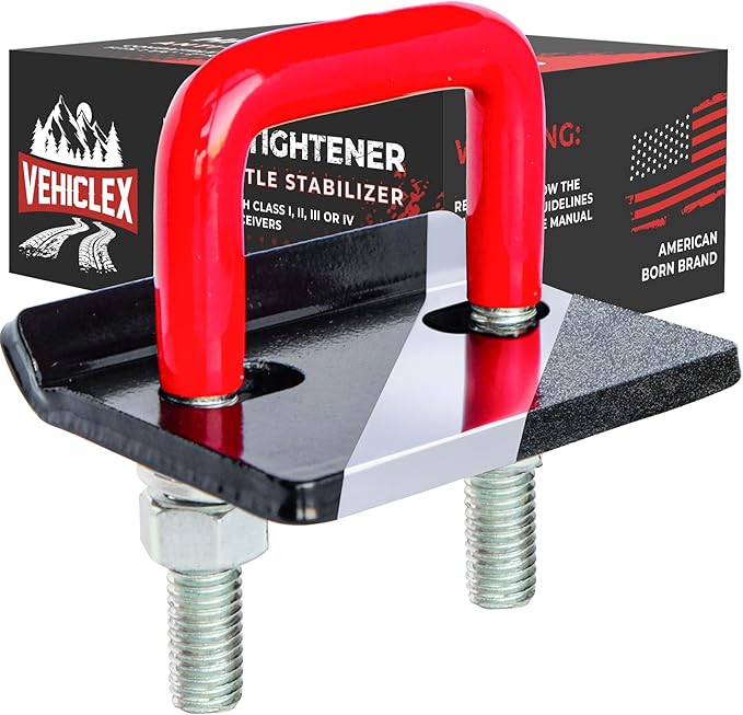 Vehiclex Anti-Rattle Hitch Tightener Clamp for 1.25" to 2" Receivers - Galvanized Heavy-Duty Stabilizer with 0.44" U-Bolt, Rust-Proof for Trailers Trucks