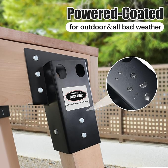 MOFEEZ Deer Stand Brackets 4x4 with Screws, Heavy Duty Elevator Bracket with Powder Coated for Deer Blind Outdoor Hunting Platform Blind Box Treehouse Shooting Shack Over 2000lb Capacity Black 4 Pack