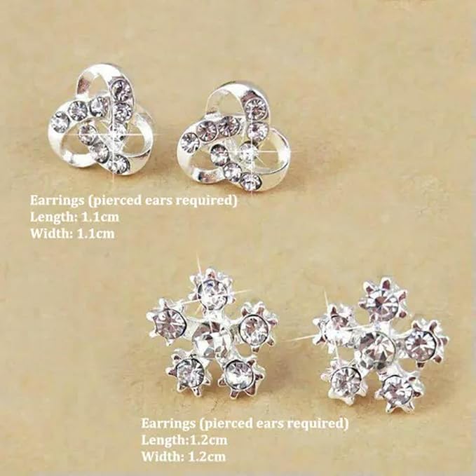 1Pair Stud Silvery Earrings Shining Fashion Women Heart Bow Earrings Jewelry-02