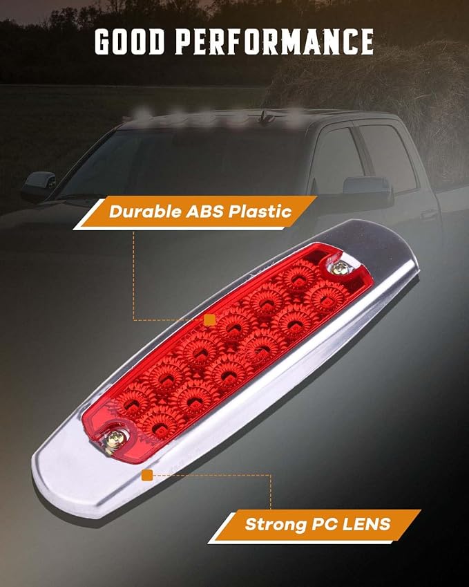 cciyu Car Marker Light Truck Side Marker Lamp Universal 2Pack Red 12LED Truck Side Marker Light Bulbs for Truck Bus Boat Trailer Pickup Indicator Light Side Marker Assemblies