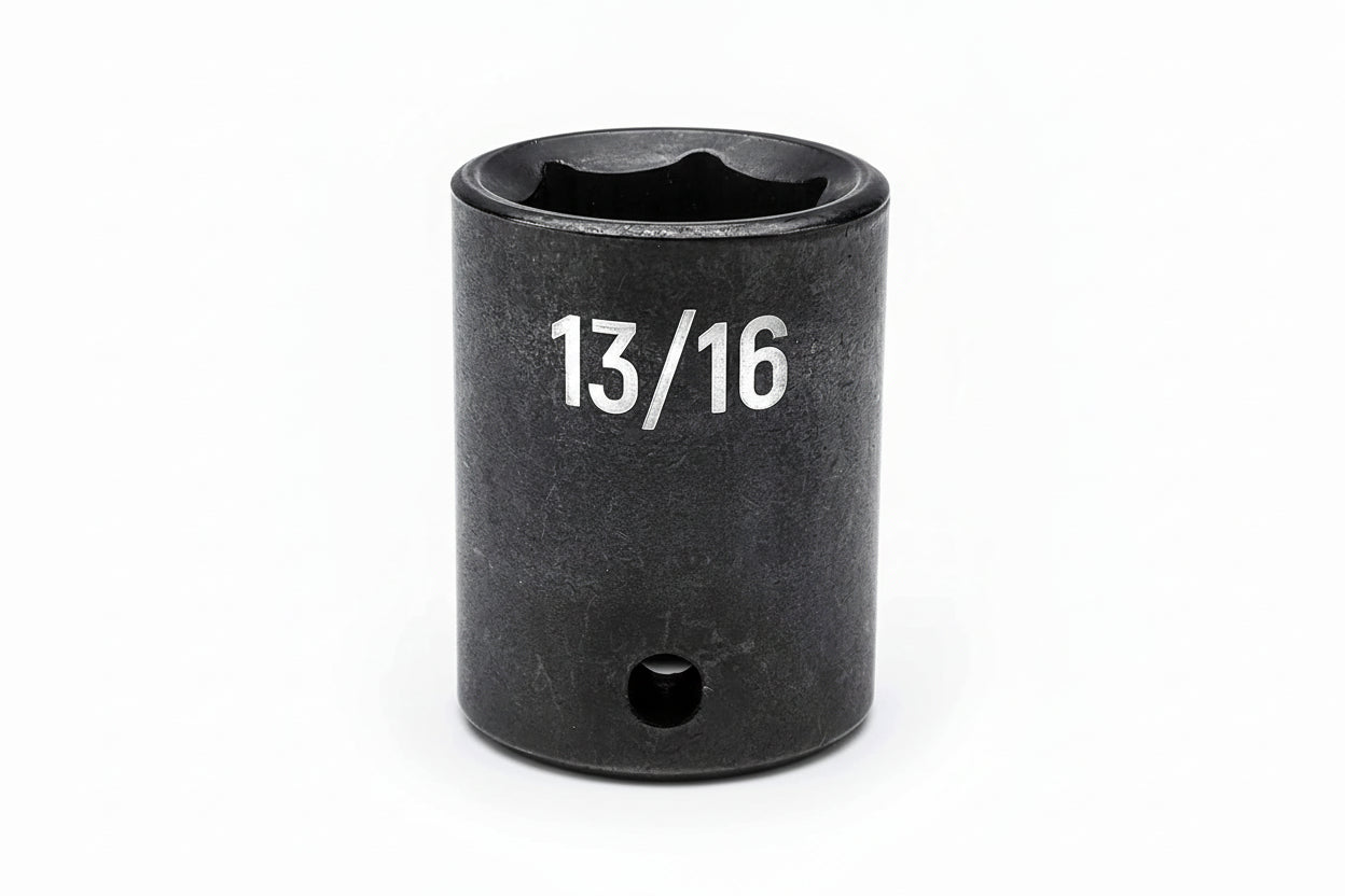 1/2-Inch Drive 6-Point Standard Impact SAE Socket – 13/16", Black