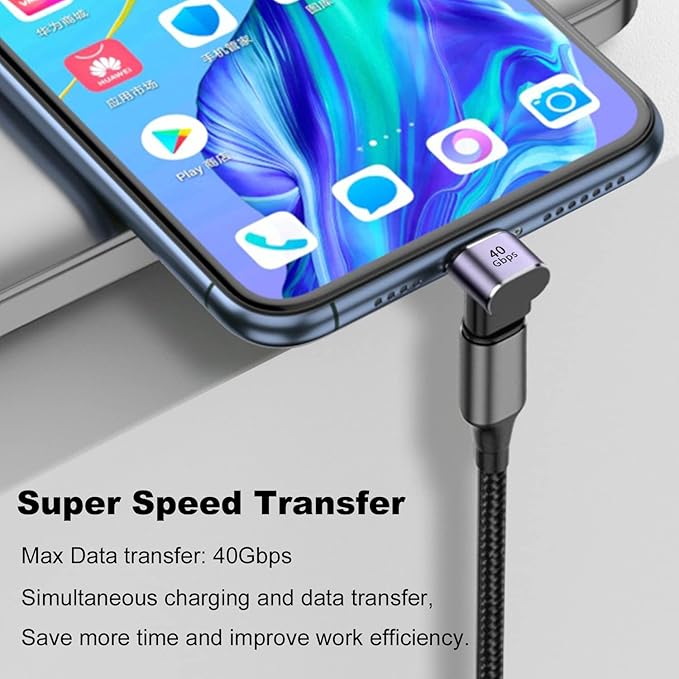 AreMe 90 Degree USB-C Male to USB-C Female Adapter (4 Pack), Type-C Up and Down Right Angle 40Gbps PD 100W Fast Charging Connector for Steam Deck, Switch, Laptop, MacBook ProAir, Tablet and Phone