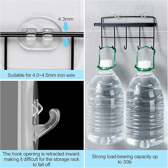 Vivinin Pack of 15 replacement adhesive hooks for shower, without perforations, strong adhesive hooks for showers and kitchen shelves
