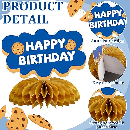 12 Pcs Milk and Cookies 1st Birthday Party Decorations Milk and Cookie Table Decor Baby Shower Happy Birthday Honeycomb Centerpieces Table Decorations for 1st Party Supplies