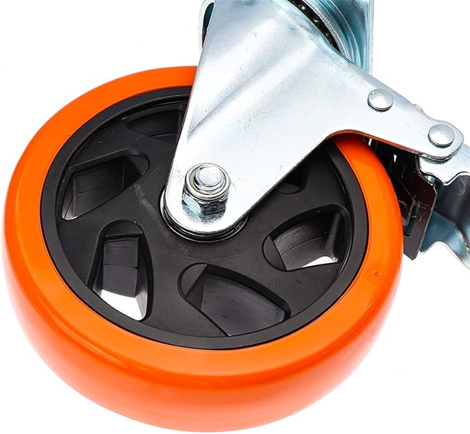 Casters for Movingniture 2Pcs Screw 4 Inch5 inch Orange Through Flower Polyurethane Swiveler Industrial Trolley Wheels for Heavy Dutyhine Platform Trolley4 inch
