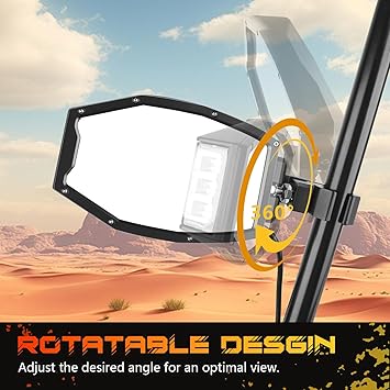 UTV LED Side Mirrors with Lights Aluminum Fits 1.75"-2 Inch Roll Bar Cage, Side Rear View Mirrors with LED Spot Light Compatible with UTV ATV Can am Maverick X3 Polaris RZR XP 1000 Yamaha