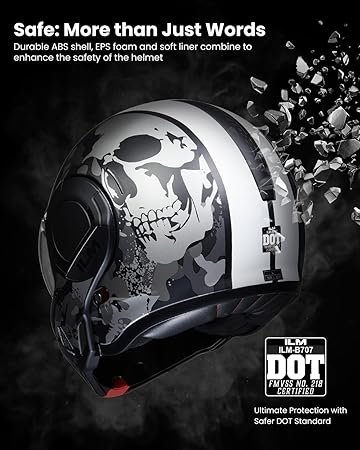 ILM Vintage Full Face Modular Motorcycle Helmet for Adults Men ATV UTV Snowmobile with 180 Reversible Chin Guard DOT Model-B707(Camouflage, M)