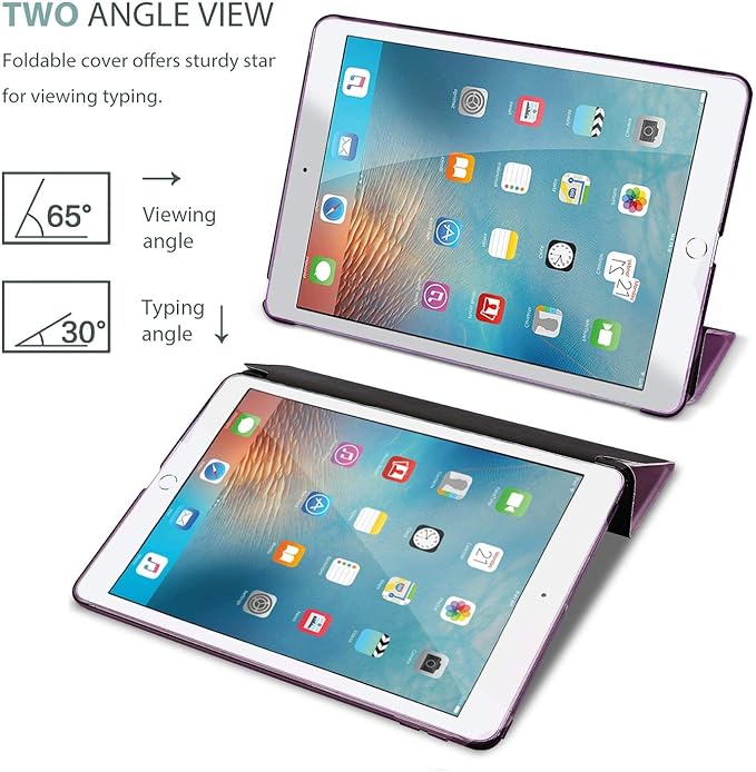 ProCase Smart Case for iPad 9.7 Inch iPad 6th5th Generation 2018 2017(Model: A1893 A1954 A1822 A1823), Ultra Slim Lightweight Stand Cover with Translucent Frosted Back -Purple