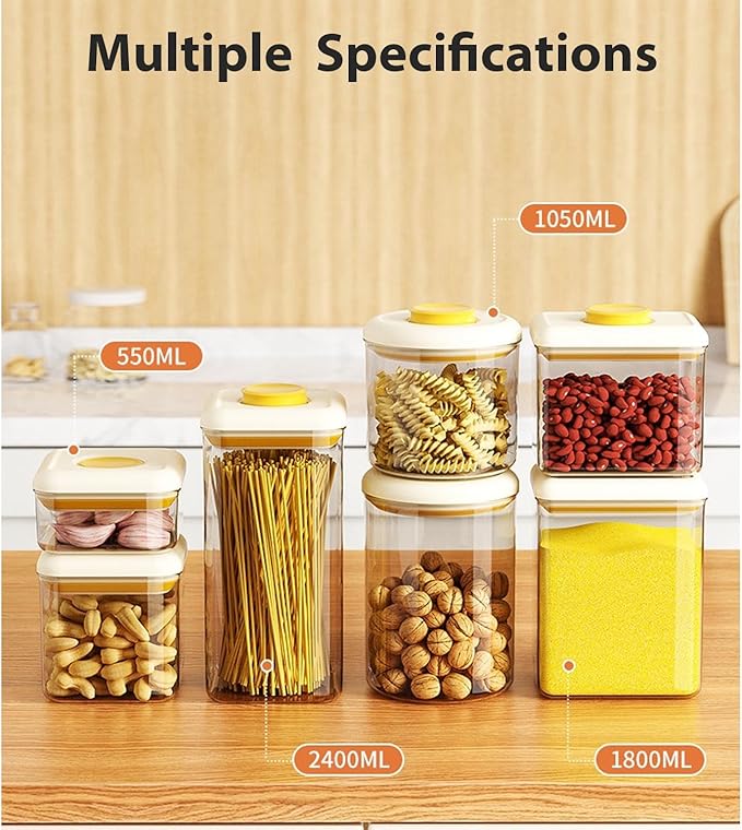 Airtight Food Storage Containers Set with Lids, Pop Top Food Storage Containers, Kitchen Organizers and Storage(1pcs(1.05L))
