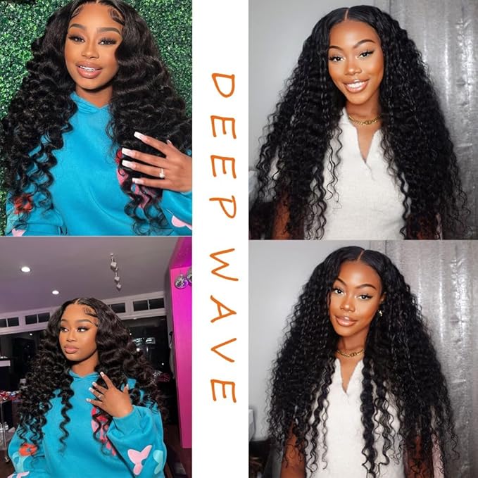 12A Deep Wave Human Hair Bundles Brazilian Virgin Deep Curly Bundles Human Hair 100 Unprocessed Virgin Raw Wet And Wavy Bundles Natural Black Color Water Wave Human Hair Bundles 26 Inch