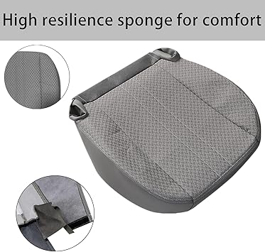 SecosAutoparts Driver or Passenger Side Bottom Replacement Cloth Seat Cover Gray Compatible with Chevy Express GMC Savana Van 2003 2004 2005 2006 2007 2008 2009 2010 2011 2012 2013 2014