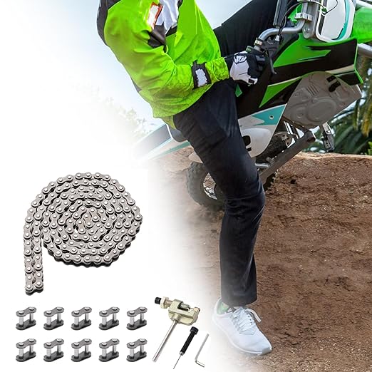 KAMIER 25 Roller Chain 132 Link with Drive Chain Breaker for Razor MX500 MX650 SX500 Mcgrath Dirt Rocket Bike Off Road Motocross Pit Bike Kids Electric Scooter Moped Mini Pocket Bike Heavy Duty Parts