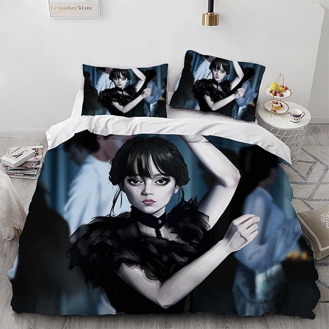 Wed Addams TV Girl Duvet Cove Bedding Set 3D Print Bedding Comforter Cover Duvet Cover Pillowcases 3 Pcs (05,Twin-68x86in20x30in2)