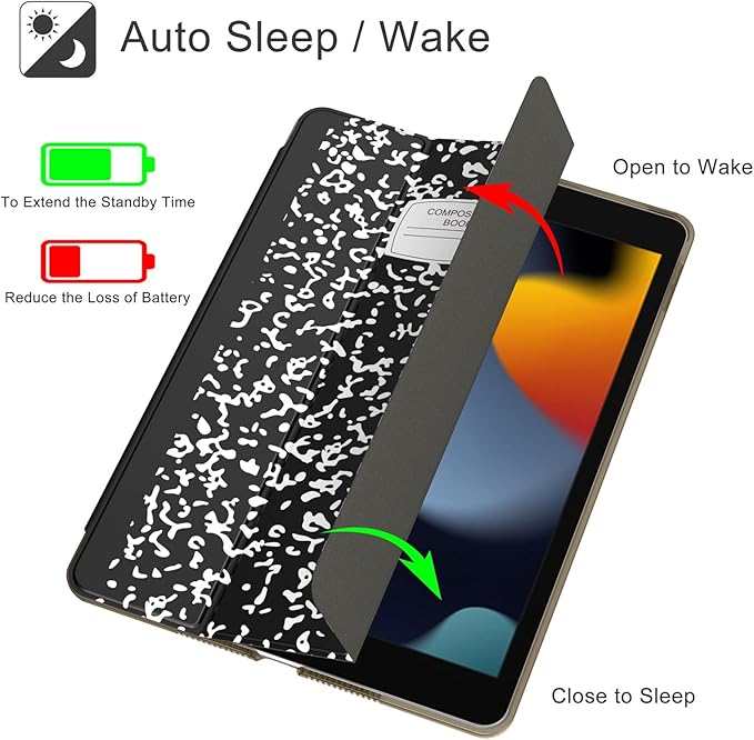 Soke Case for iPad 9th Generation 2021 iPad 8th Gen 2020 iPad 7th Gen 2019, Slim Trifold Stand Auto WakeSleep, Premium Protective Hard PC Back Cover for Apple iPad 10.2 Inch (Book Black)