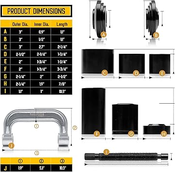 Ball Joint Press U Joint Removal Tool Kit, Universal 4x4 Adapters Compatible with Cars, Trucks, SUVs, 10PCS