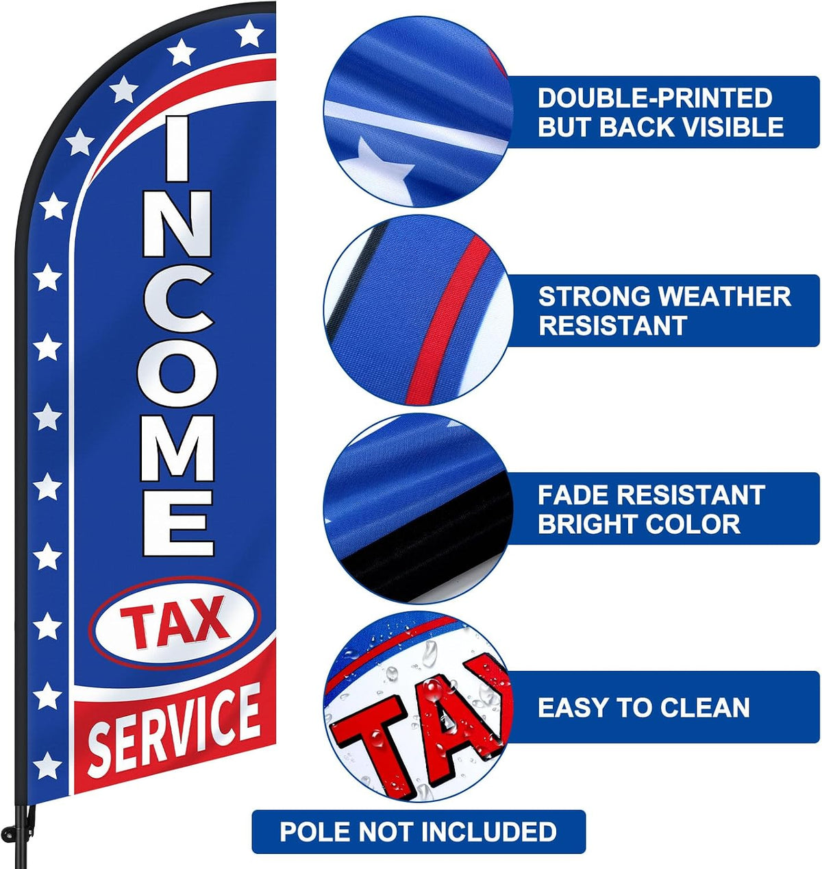HunnmingRe 2 Sets Income Tax Service Feather Flag 7 ft Flagpoles Pole and Ground Stake Tax Services Swooper Advertising Flag Feather Banner for Accountant Offices Accounting Businesses(English)