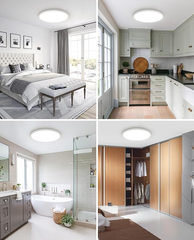 2PACK LED Flush Mount Ceiling Light Fixture, 12Inch 28W Ceiling Light, Dimmable 3000K4500K6000K 3 Color Adjustable Round Ceiling Light 3200LM Low Profile Ceiling Light Fixtures for Kitchen Bedroom