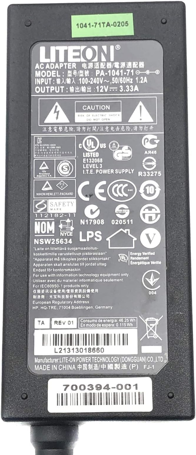 Lite-On PA-1041-81 AC Power Adapter 12V 3.33A 40W Power Supply with Power Cord