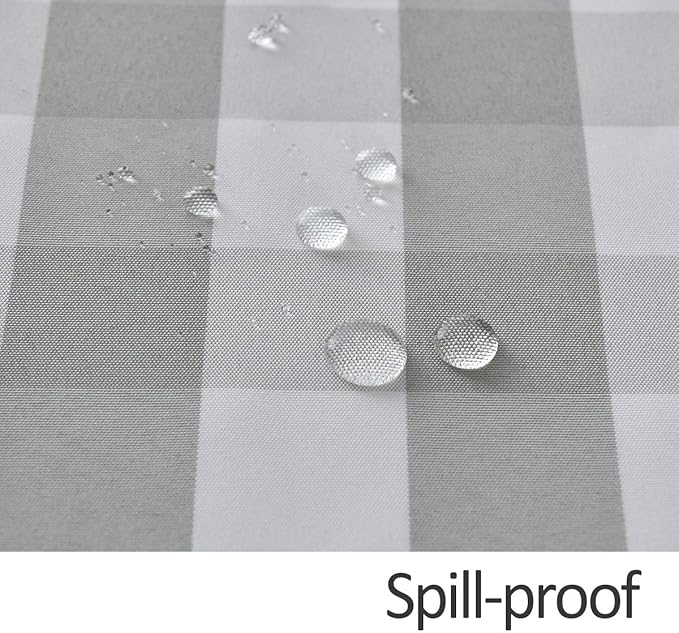 maxmill Checkered Square Tablecloth Stain Resistant Waterproof and Wrinkle Resistant Washable Heavy Weight Soft Table Cloth Gingham for Dining Room and Outdoor Use, 52 x 52 Inch Grey and White
