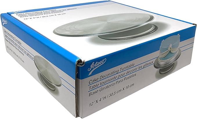 Ateco Revolving Cake Decorating Stand, Aluminum Turntable and Base with Non-Slip Pad, 12-Inch Round
