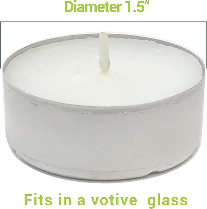 CandleNScent Unscented Tealight Candles, 30 Pack, White, Made in USA