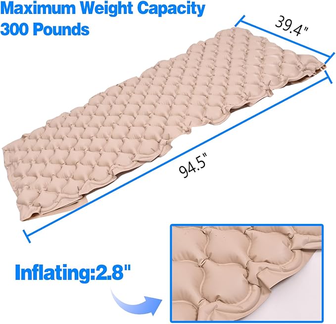 Alternate Pressure Mattress, Inflatable Mattress for Bed Sores and Pain Prevention, Heat Ulcer Resistant Cushion for Hospital Beds and Home Air Beds (Mattress Only) 94.5"x39.4"