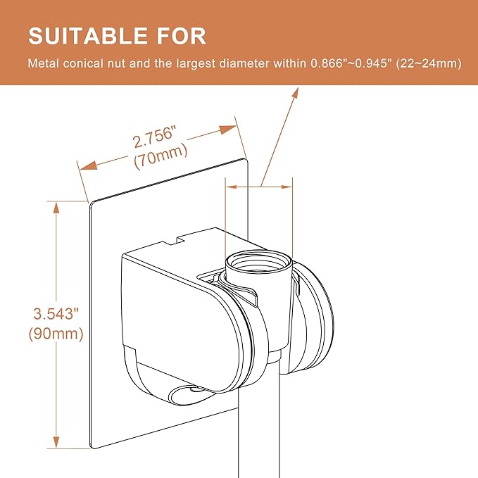 Shower Head Holder Strong Adhesive No Drilling Wall Mount Adjustable Handheld Showerhead Bracket for RV Kids Bathroom Shower,Fix Firmly and Use Conveniently (Silver, 1)