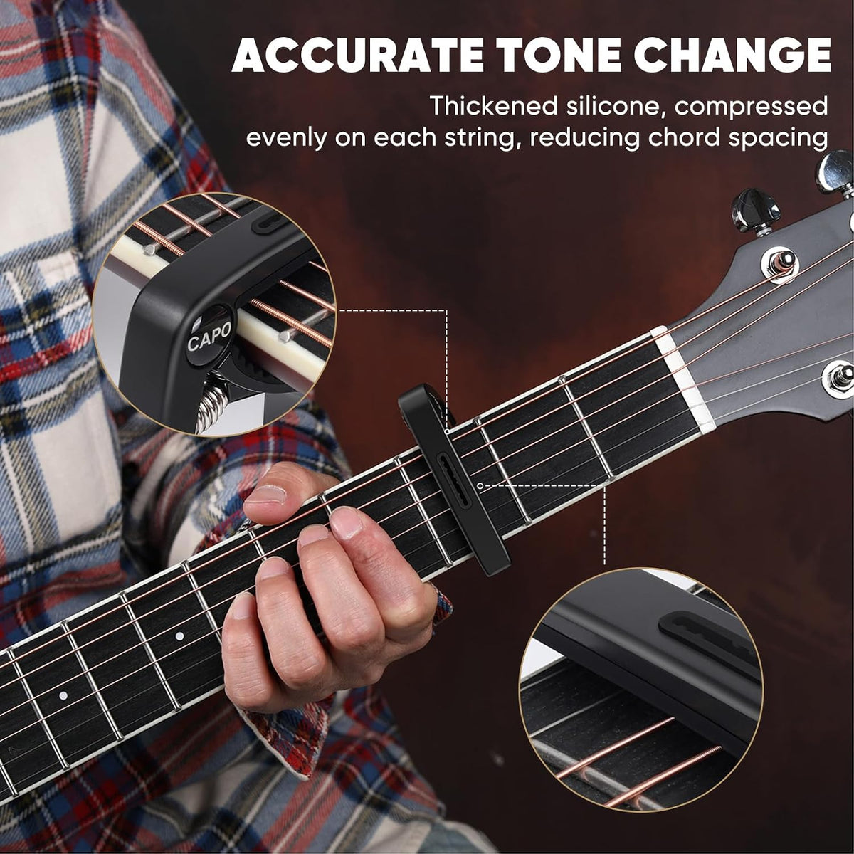 AARVI Trigger Guitar Capo with Built-in Pick Holder