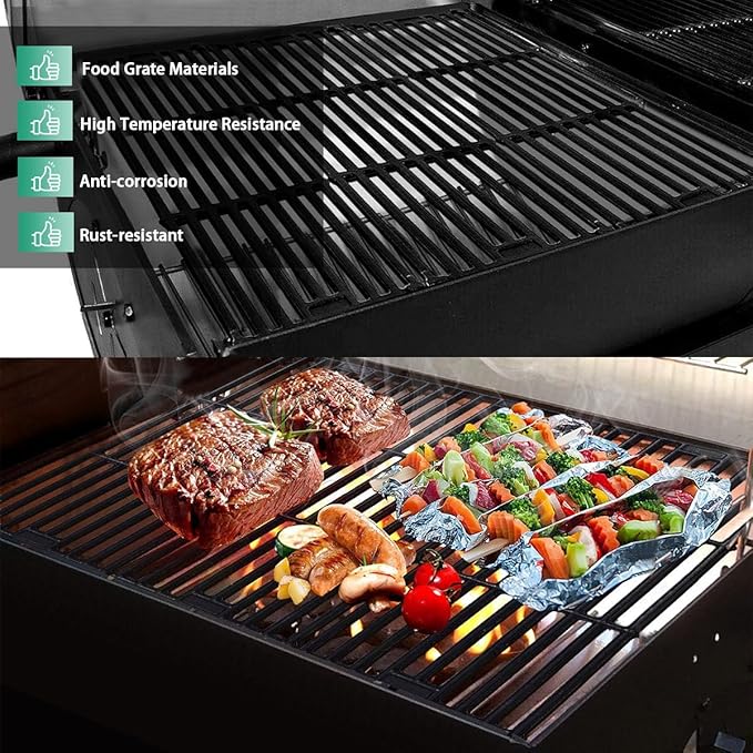 13 x 17 Cast Iron Cooking Grate for Nexgrill 4 Burner 720-0830H 720-0783E Expert 720-0789H 720-0789C, 5 Burner 720-0888N 720-0888S, 17 Inch Grids Replacement for Kenmore 41516106210 Uniflame GBC981