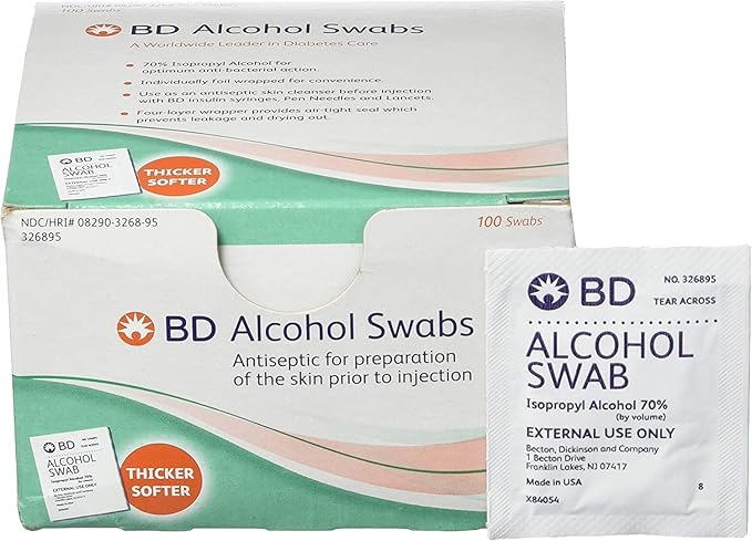BD Alcohol Prep Swabs - 100 Swabs
