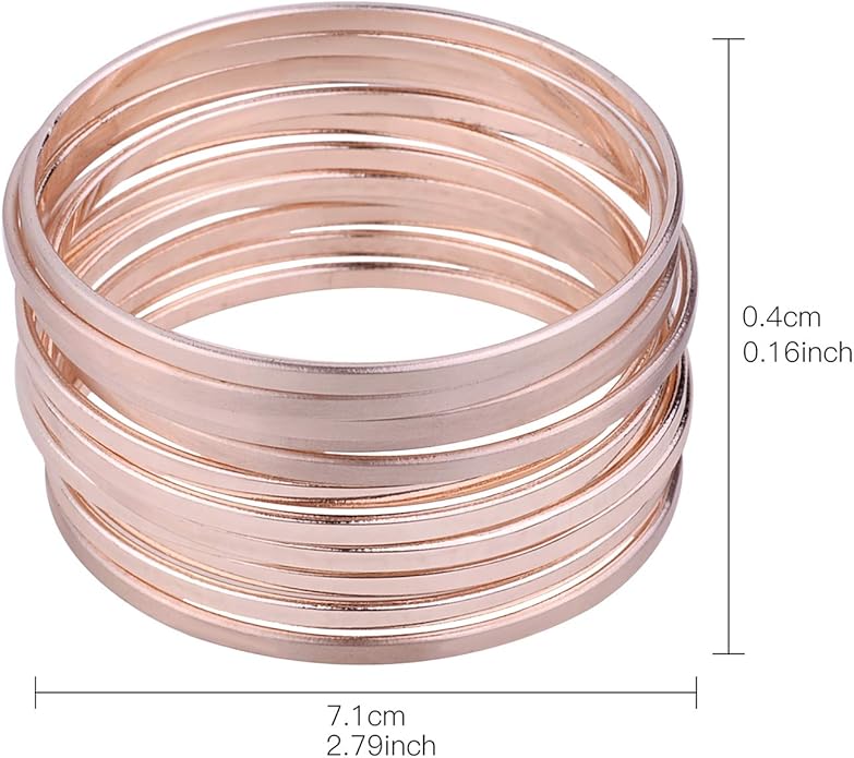 Nicole Miller New York Multi-bangle Set of 12 Plain Matte Glossy Bangle Bracelets (Rose Gold)