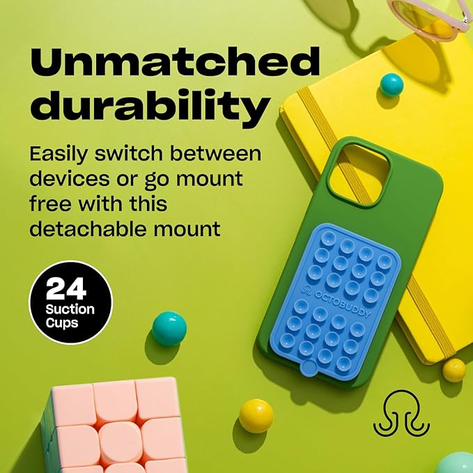 Silicone Double-Sided Suction Phone Case Detachable Mount - Hands-Free, Strong Grip Holder for Selfies Videos - iPhone Android Compatible - 2.5A x 3.75A, Chalk Pink