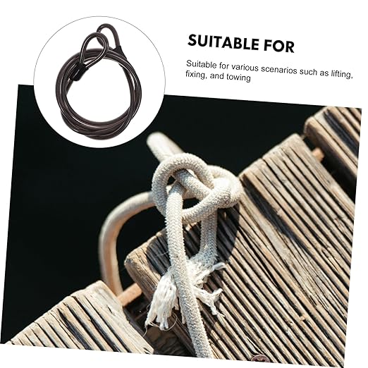 Mipcase 1.8m Long 9.7mm Diameter Plastic Covered Wire Rope High Tensile Strength for Fencing Lifting