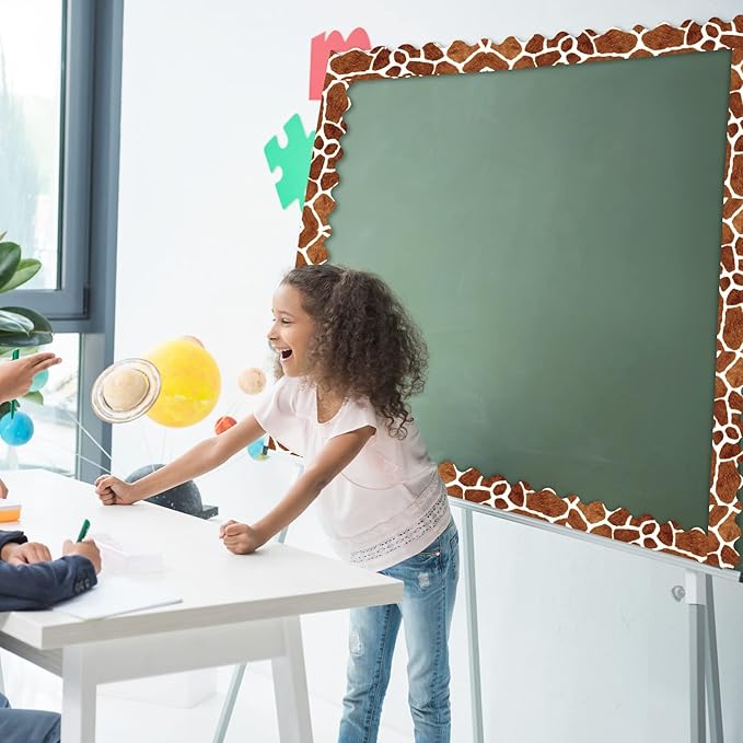 Classroom Bulletin Board Borders Safari Animal Classroom Borders for Wall Decorations DIY Leopard Tiger Cow Print Bulletin Board Sticker for School Jungle Decorations Supplies, 6 Styles (60 Pieces)