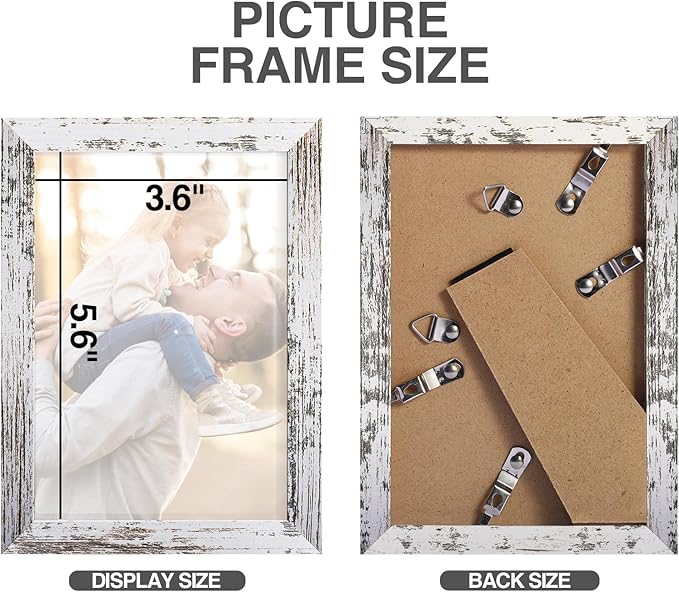 TWING 4 x 6 Rustic Picture Frames Set of 6, Farmehouse Photo Frame Collage For Wall Decor Mounting or Tabletop Display Distressed White, Ideal Valentine Gifts for HimHer