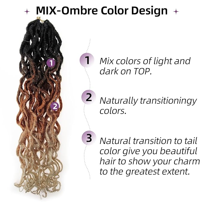 New Goddess Locs Crochet Hair,18" Faux Locs Crochet Hair Hippie Locs Synthetic Extension Ombre Crochet Locs Boho Style Crochet Braids (2 Packs 1B30613, 18")