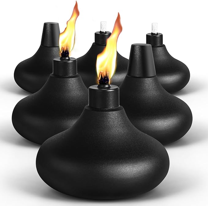 6 Pack Metal Table Top Torches, 24.5oz Citronella Torches for Outside, Refillable Flame Light Torch, Decorative Tabletop Lantern for Yard, Patio, Deck, Garden, Party, Landscape