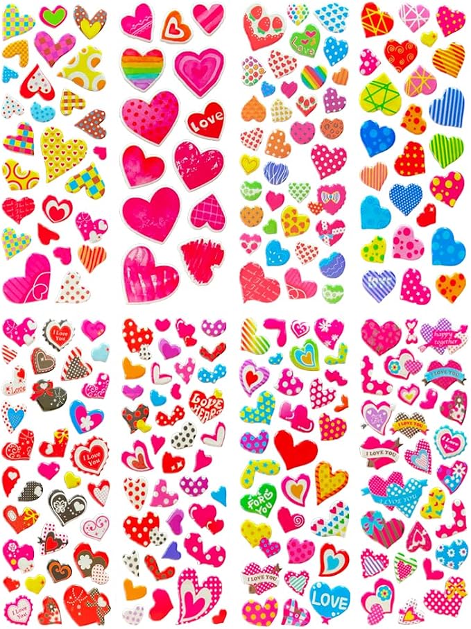 3D Puffy Stickers for Kids, 11 Different Sheets Including Lovely Heart Sticker for Boys and Girls