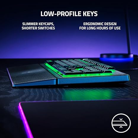 Razer Ornata V3 X Gaming Keyboard: Low Profile Keys - Silent Membrane Switches - Spill Resistant - Chroma RGB Lighting (REFRUBISHED - Does not have the Ergonomic Wrist Rest Snap)