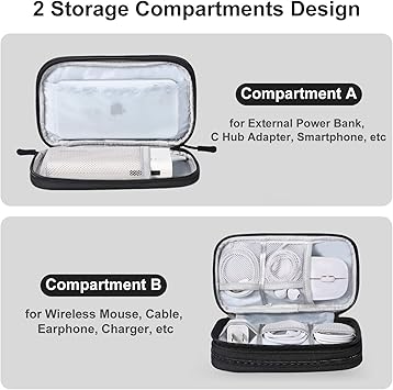 Travel Tech Kit, Universal Carrying Organizer Case Bag for Small Electronics and Accessories, Waterproof (Black)