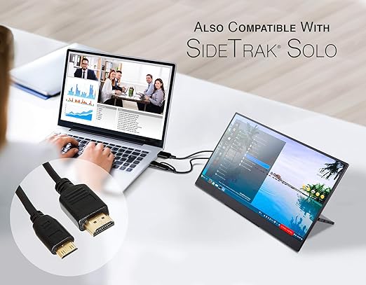 SideTrak Portable Monitor 3ft HDMI Cord HDMI to Mini HDMI Cable Compatible Swivel Solo Durable, Flexible, Tangle-Free Cord Black
