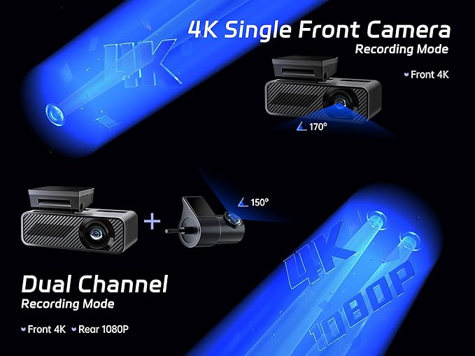 Pelsee P1 Duo 4K Dash Cam Front and Rear, 64GB SD Card, 4K1080P Dual Dash Camera for Cars, Wi-Fi App Control, 1.5IPS Display Car Camera, Voice Control, Night Vision, 24H Parking Mode, G-Sensor