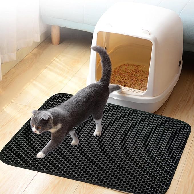 Cat pad, Waterproof Cat Mat, Double-Layer Sand Leakage cat Box, Non-Slip cat pad, Cat Mat, Double Layer Traps Mat for Pets