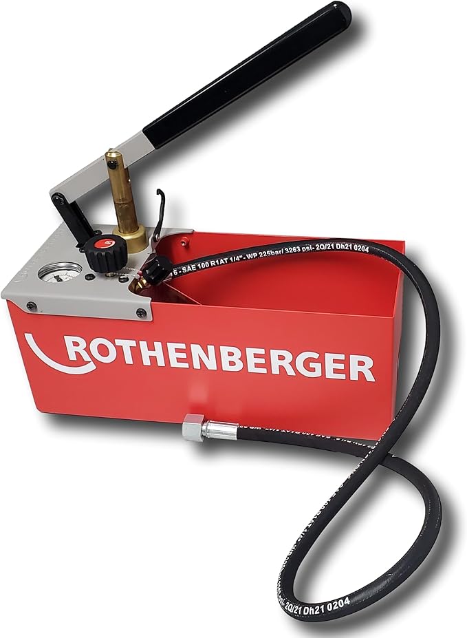 Rothenberger TP 25 Manual Pressure Test Pump with DURAMANT Coating - For Pressure Tests up to 25 bar - Power Pump 16 ml/Hub, 7L Capacity - 60250