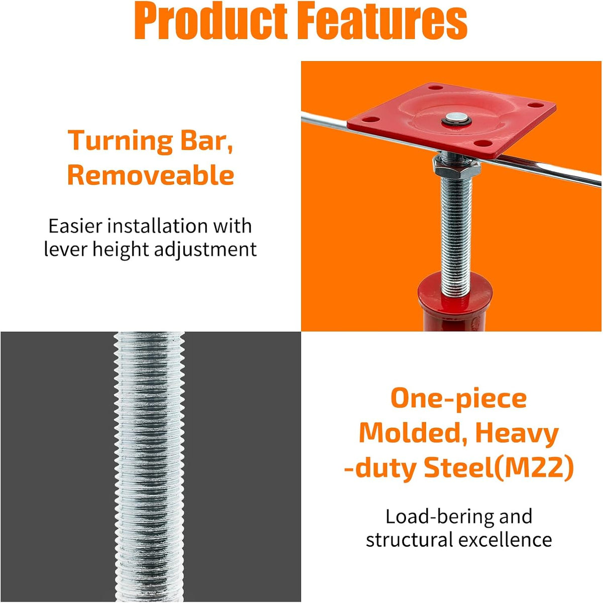House Jacks for Leveling Crawlspace, Adjustable Floor Jack Post 11"-16" Height, 11023 lbs Load Capacity Heavy Duty Steel Support Jack for Basement, Beam, Floor, Deck, Construction (2 Packs)
