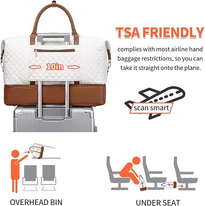 Weekender Bags for Women with Toiletry Bags Large Overnight Bags Travel Duffel Bag Carry On Shoulder Weekend Tote with Shoe Compartment and Wet Pocket for Girls Airplane Traveling, Gym