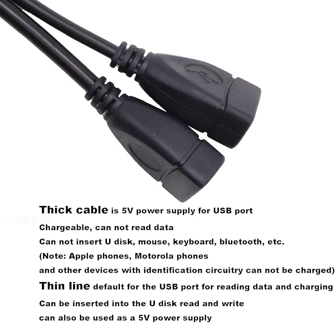 USB Splitter Data Charger Cable USB 2.0 Male to Dual Data USB Female 1 to 2 Splitter Charging Extension Power Cord Cable for Computer and Mobile Phone Data Cable Transmission Charging