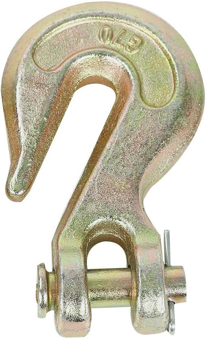 LucaSng 2Pcs 3/8 Inch Clevis Grab Hooks Grade 70 Transport Chain Hook, 7500 lbs WLL, Yellow Zinc Finish